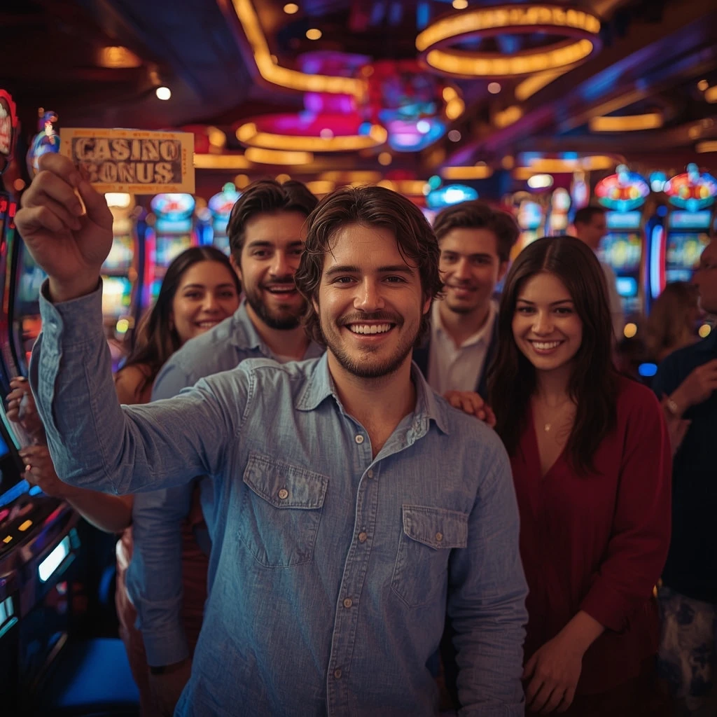 une personne tenant un bonus PARTY SPINZ CASINO